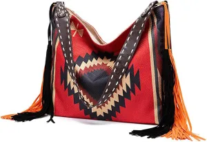 Fringe Crossbody Bag for Women Handbag Tote Purse with Canvas Tote Bags Shoulder