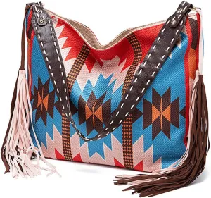 Fringe Crossbody Bag for Women Handbag Tote Purse with Canvas Tote Bags Shoulder