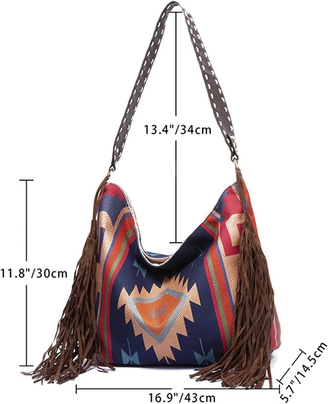 Fringe Crossbody Bag for Women Handbag Tote Purse with Canvas Tote Bags Shoulder