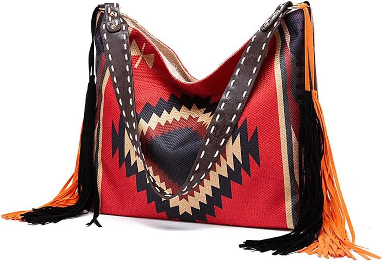 Fringe Crossbody Bag for Women Handbag Tote Purse with Canvas Tote Bags Shoulder