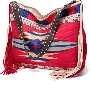 Fringe Crossbody Bag for Women Handbag Tote Purse with Canvas Tote Bags Shoulder