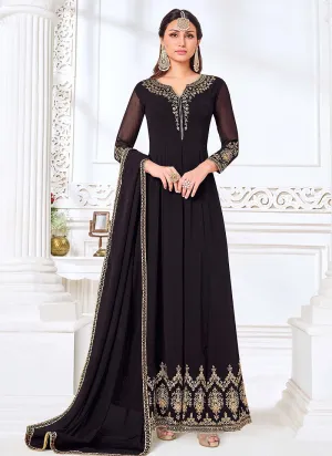 Front Slit Plum Purple Zari Embroidered Anarkali Suit