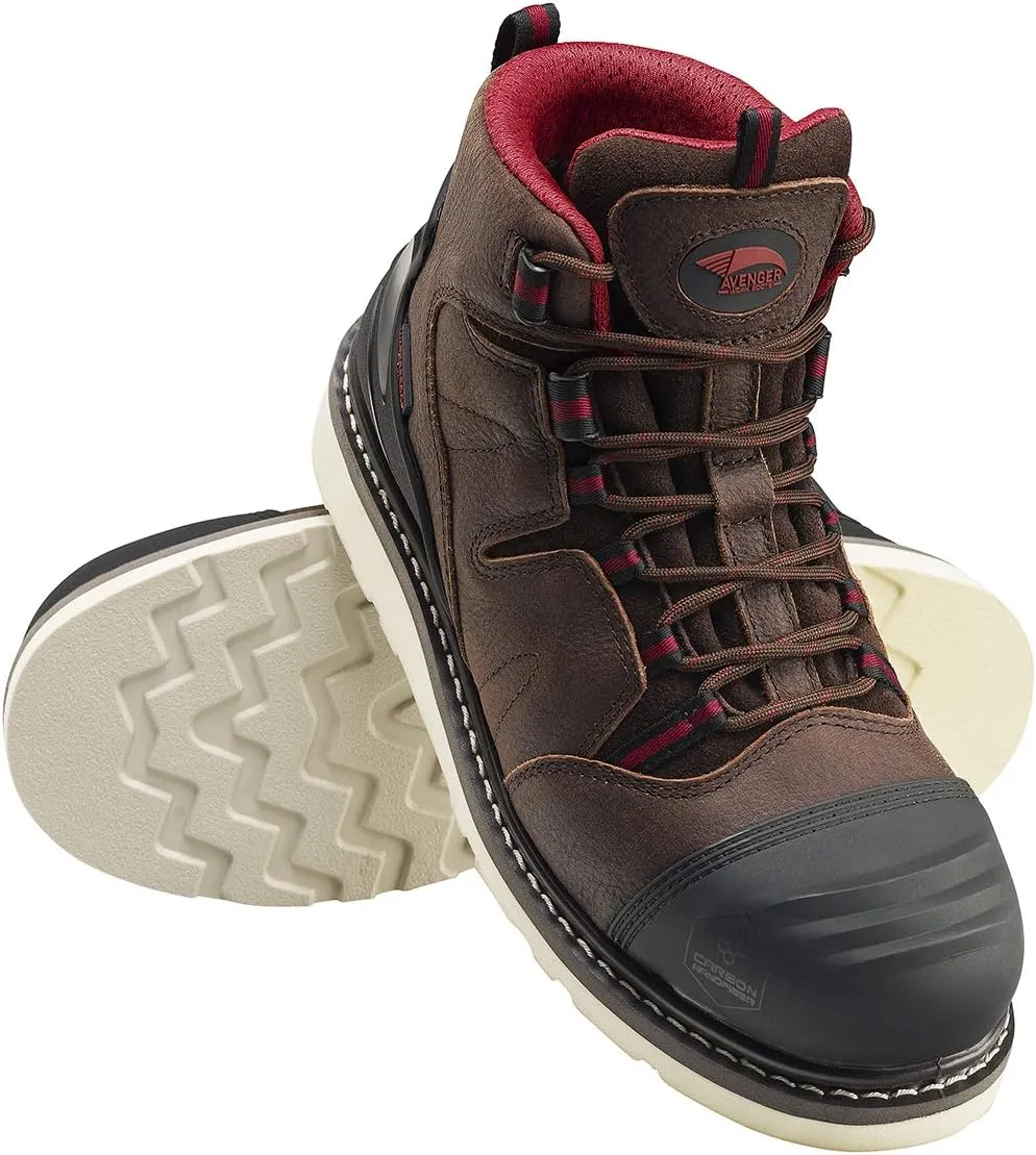 FSI Footwear Specialties International Men's 7506 6" Leather Carbon Nanofiber Safety Toe Cap EH Wedge Boots