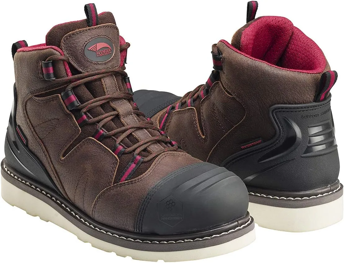 FSI Footwear Specialties International Men's 7506 6" Leather Carbon Nanofiber Safety Toe Cap EH Wedge Boots