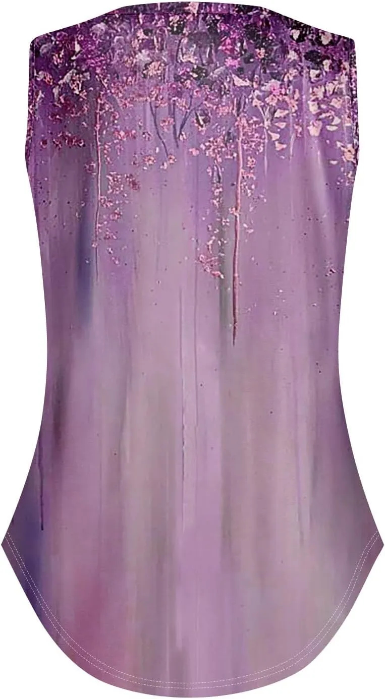 GOFULY Tank Top for Women Dressy V Neck Tops Loose Fit Sleeveless Floral Print Shirts Dressy Casual Summer 2025 Blouses