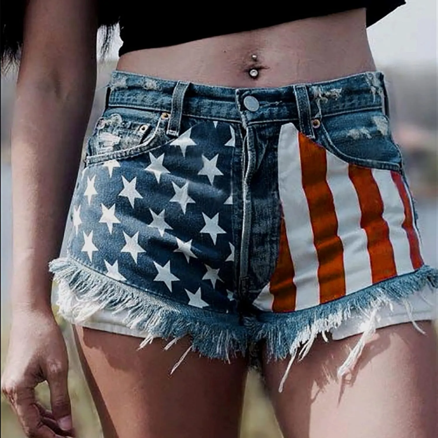 GOKKILRW Womens High Waisted Denim Shorts Casual Ripped Mid Rise Summer Hot Short Jeans Fray Distressed Stretchy Jean Shorts