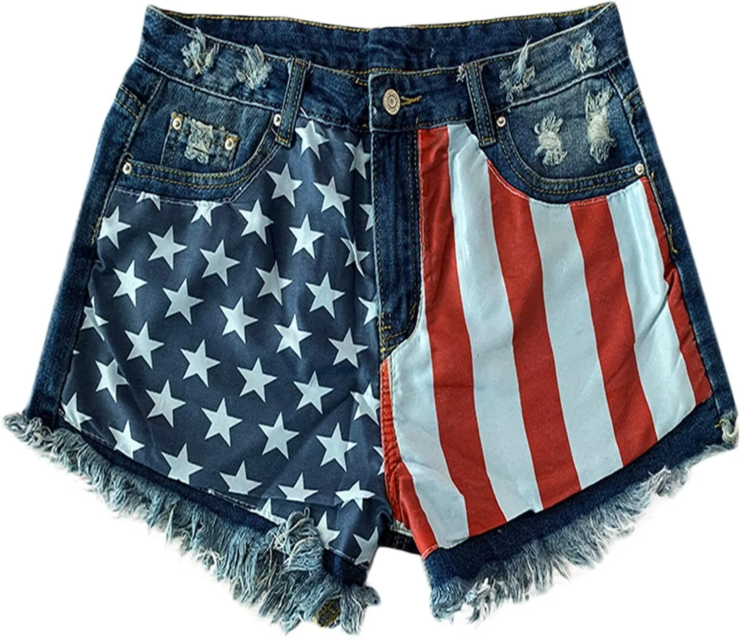GOKKILRW Womens High Waisted Denim Shorts Casual Ripped Mid Rise Summer Hot Short Jeans Fray Distressed Stretchy Jean Shorts
