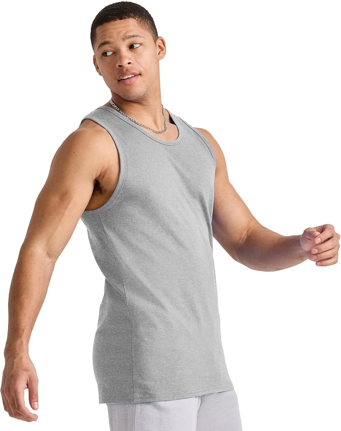 Hanes Men's Essentials Top Pack, Midweight Cotton Tanks, Sleeveless Shirts, 3-Pack