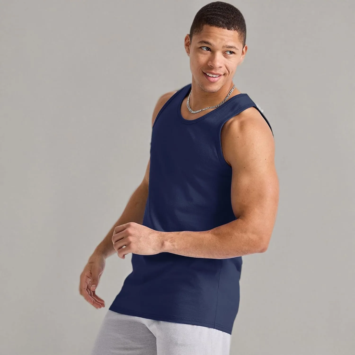 Hanes Men's Essentials Top Pack, Midweight Cotton Tanks, Sleeveless Shirts, 3-Pack