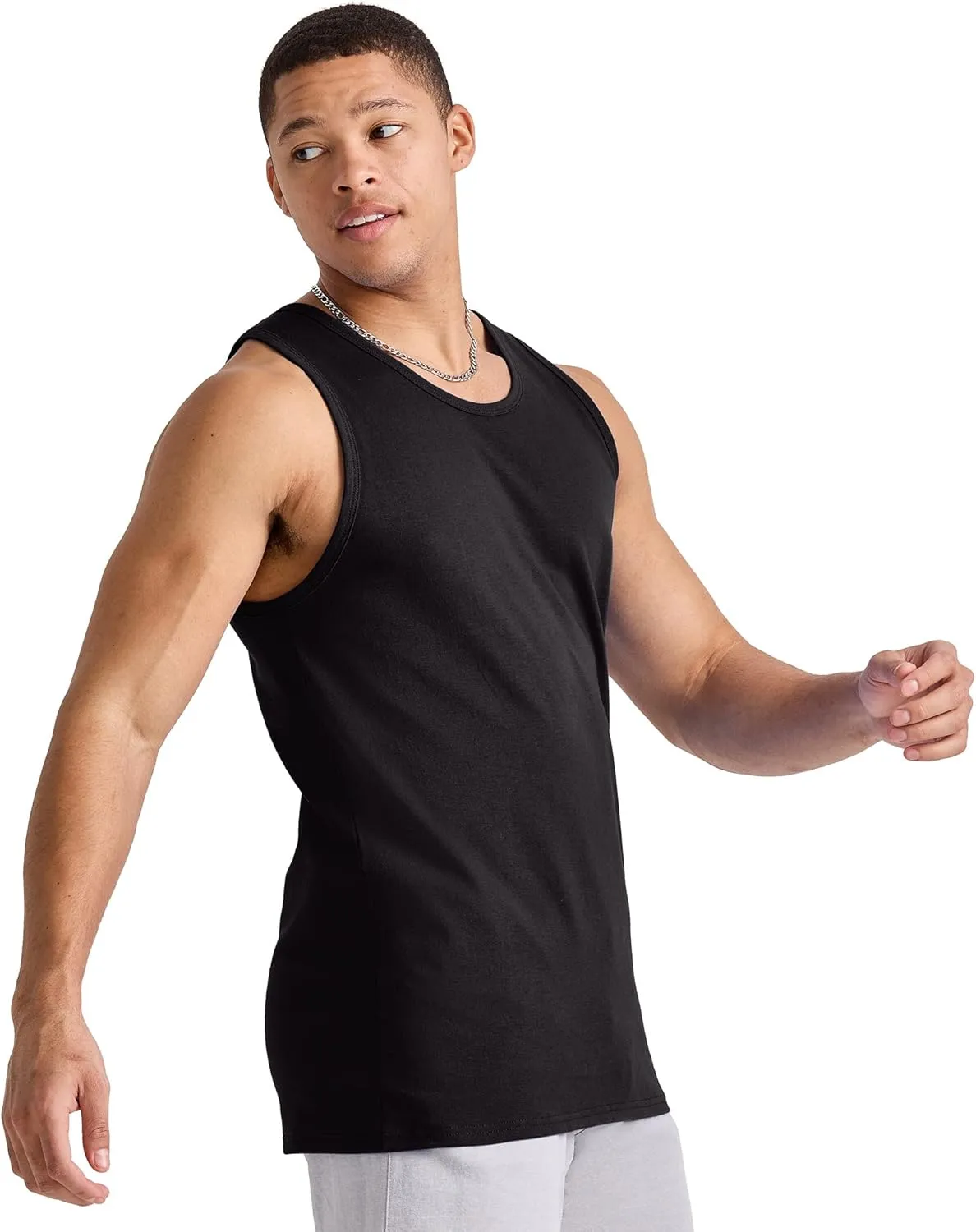 Hanes Men's Essentials Top Pack, Midweight Cotton Tanks, Sleeveless Shirts, 3-Pack