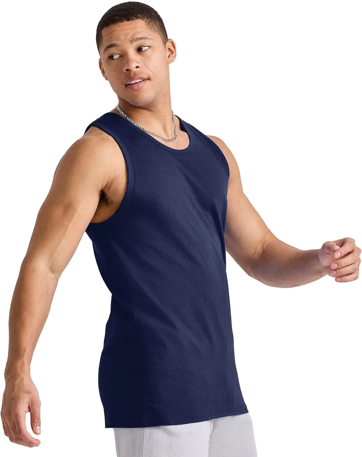 Hanes Men's Essentials Top Pack, Midweight Cotton Tanks, Sleeveless Shirts, 3-Pack