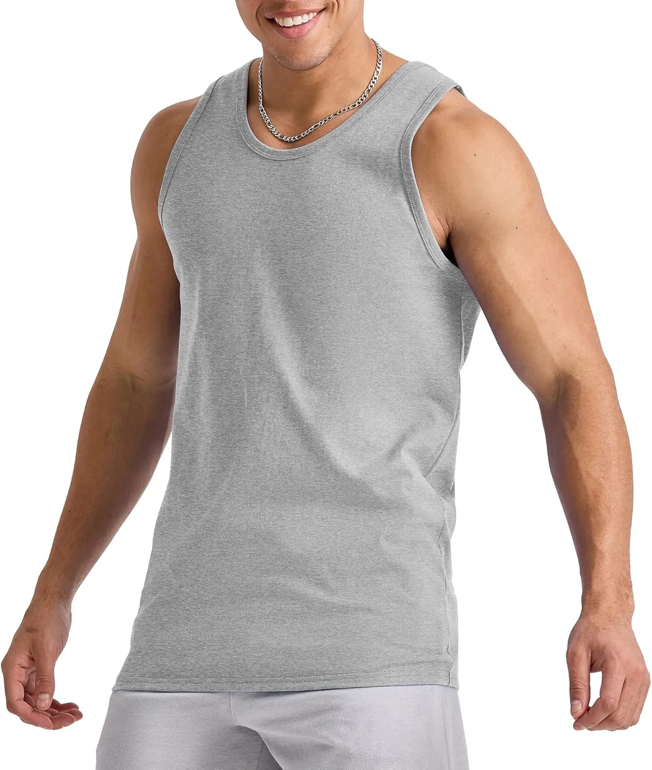 Hanes Men's Essentials Top Pack, Midweight Cotton Tanks, Sleeveless Shirts, 3-Pack