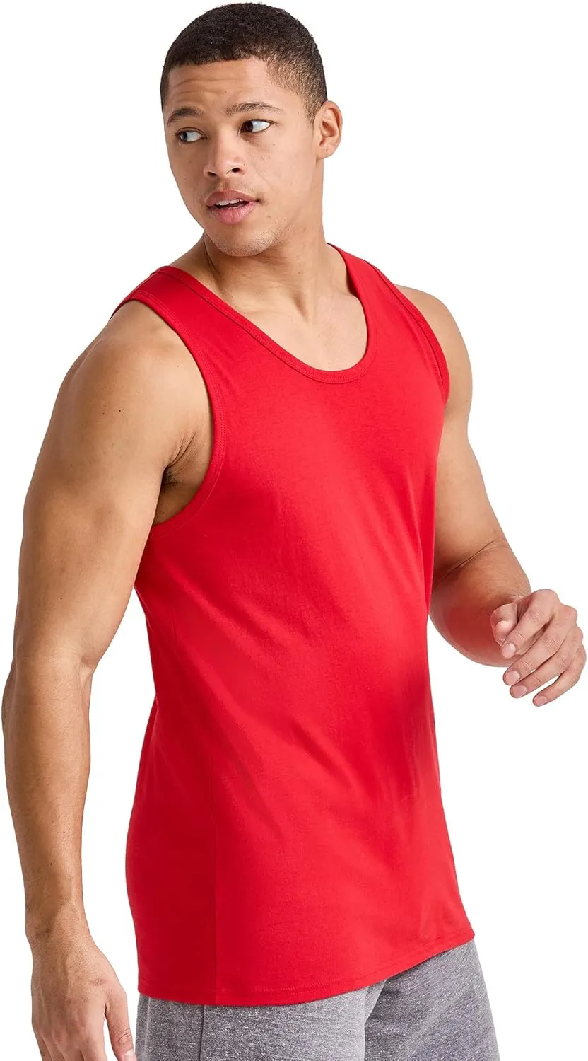 Hanes Men's Essentials Top Pack, Midweight Cotton Tanks, Sleeveless Shirts, 3-Pack