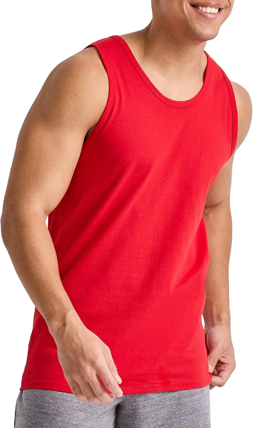 Hanes Men's Essentials Top Pack, Midweight Cotton Tanks, Sleeveless Shirts, 3-Pack