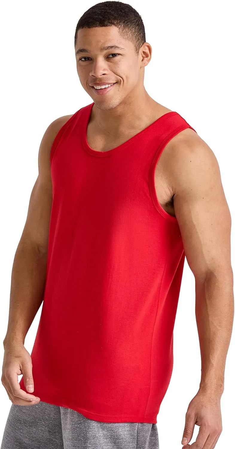 Hanes Men's Essentials Top Pack, Midweight Cotton Tanks, Sleeveless Shirts, 3-Pack