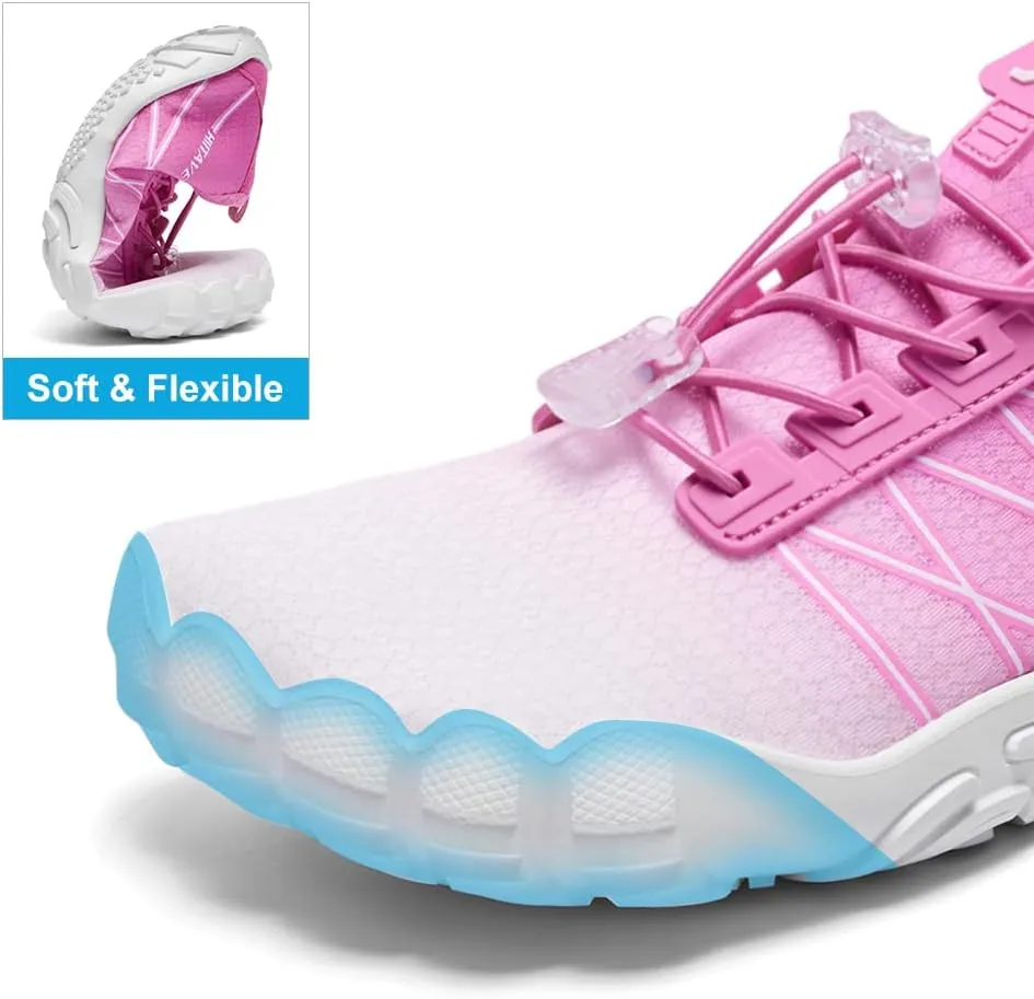 HIITAVE Water Shoes Non Slip Aqua Shoes Barefoot Quick Dry Lightweight with Beach River Swim Pool for Men Women Gradient Color