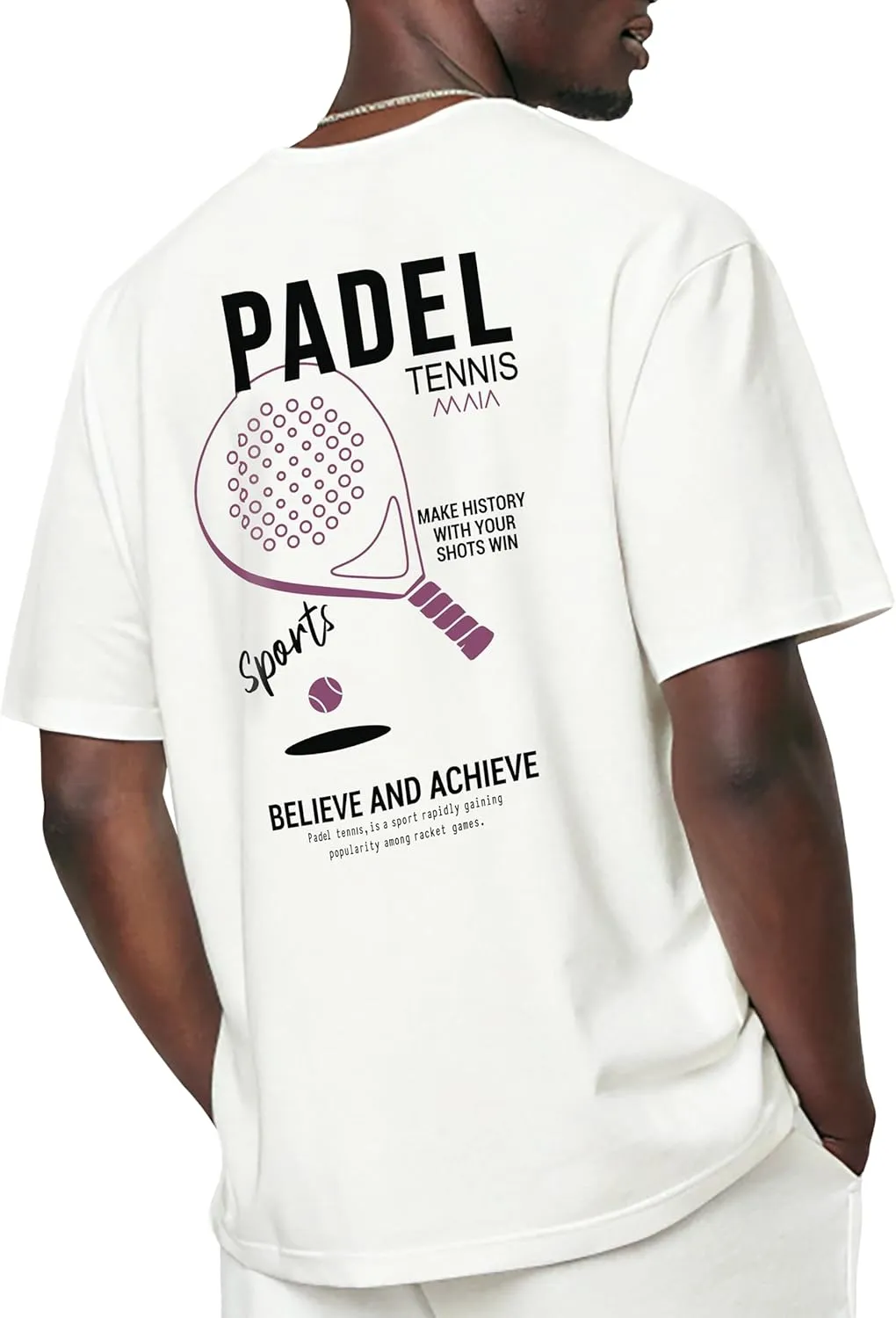 KlothoMAIA Mens Padel Tennis Sport Graphic T-Shirt,Oversize,Cotton Fabric