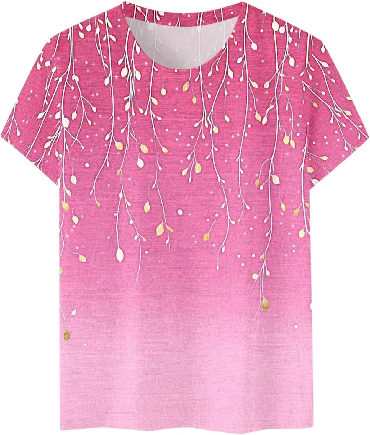 Ladie's 2025 Trendy Floral Print Round Neck T-Shirt for Summer Women Casual Loose Fit Boho Top Outfits