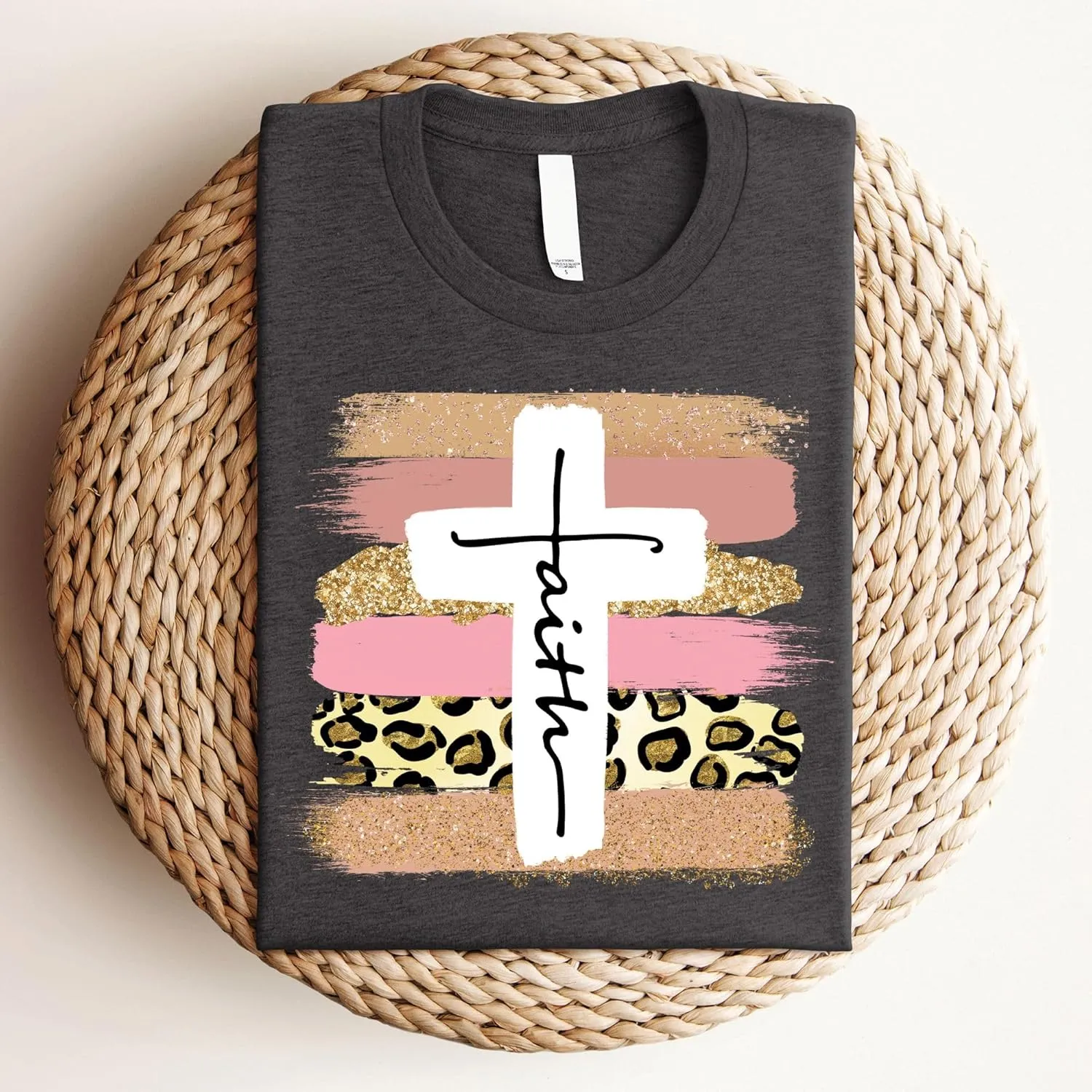Love in Faith | Faith Cross Paint Swipe | Christian T-Shirts for Women | Faith-Based Apparel | Christian Gifts