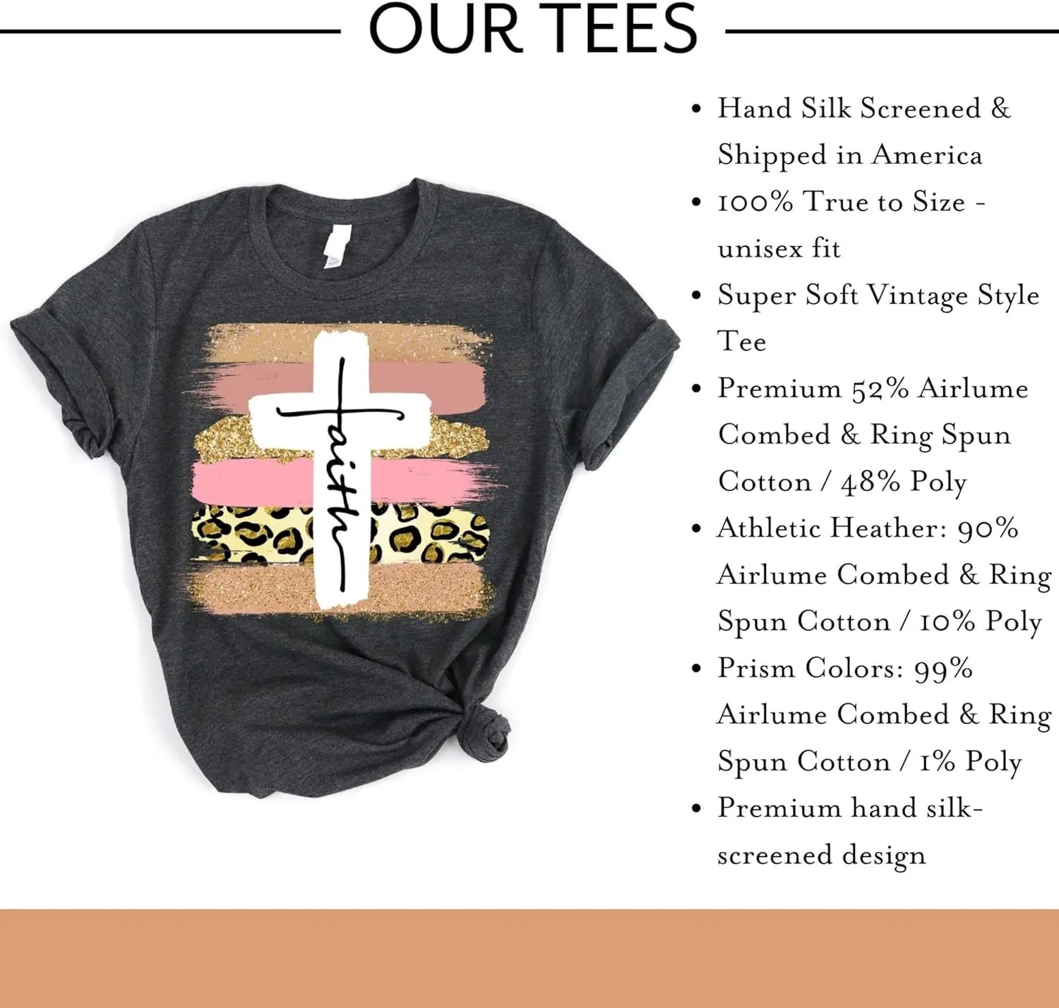 Love in Faith | Faith Cross Paint Swipe | Christian T-Shirts for Women | Faith-Based Apparel | Christian Gifts
