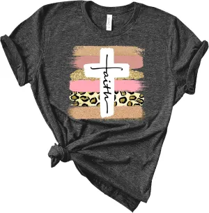 Love in Faith | Faith Cross Paint Swipe | Christian T-Shirts for Women | Faith-Based Apparel | Christian Gifts