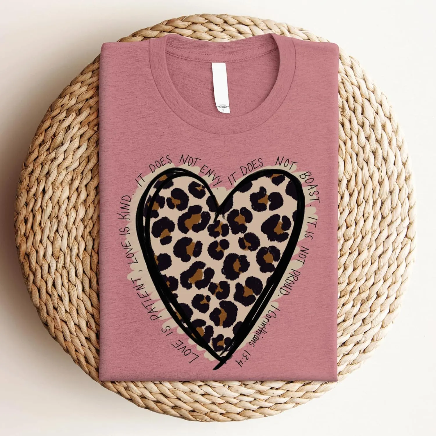 Love in Faith, Love Leopard, Christian T-Shirts for Women, Faith-Based Apparel