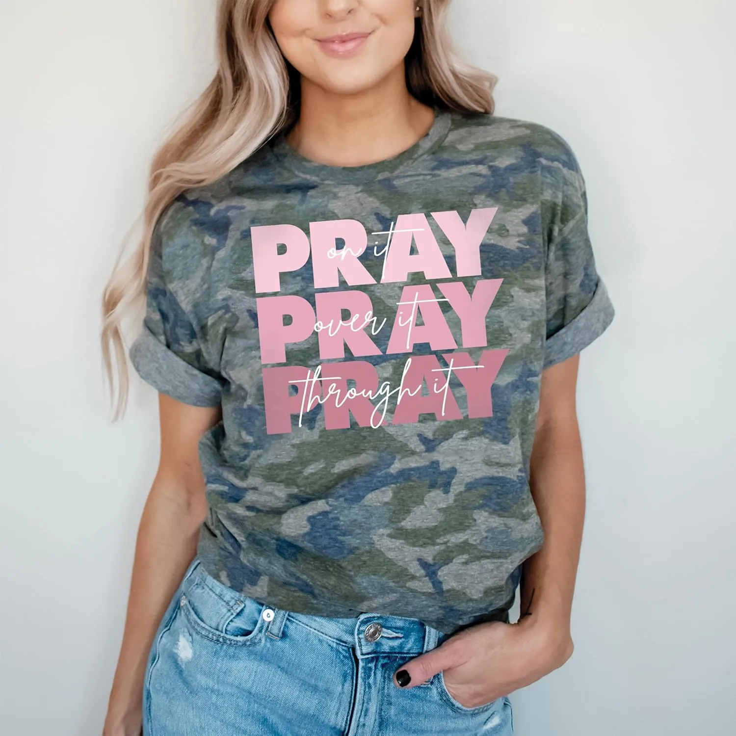 Love in Faith | Pray On It | Christian T-Shirts for Women | Faith-Based Apparel | Christian Gifts