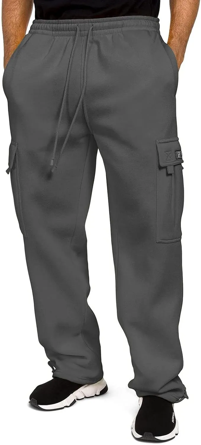 Men Cargo Combat Work Pant Gym Running Jogger Plain Stretch Sweat Pants Loose Linen Track Lounge Pants