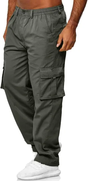 Men Cargo Pants Casual Cotton Stretch Elasticated Waist Pant Sweatpants Joggers Running Workout Jogger Bottoms