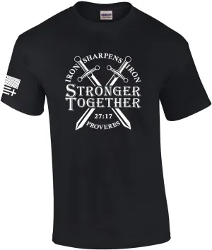 Mens Christian Iron Sharpens Iron Stronger Together Proverbs 27:17 Short Sleeve T-Shirt Graphic Tee