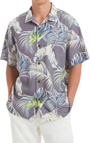 Men's Hawaiian Floral Shirts Silk Short Sleeve Button Down Casual Tropical Beach Holiday Shirts