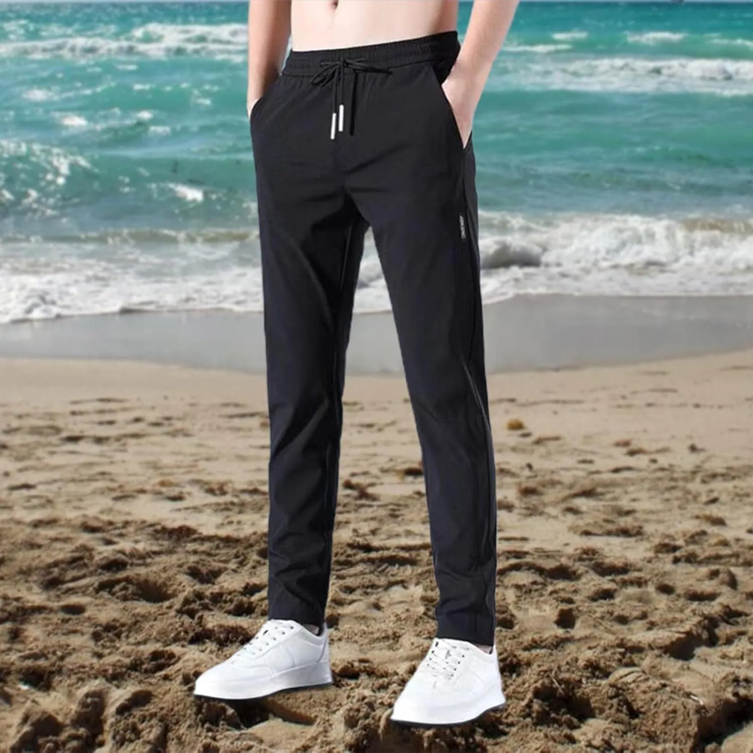 Men's Lightweight Jogging Pant Lounge Work Joggers Comfort Fit Sport Casual Sweatpants Elastic Waist Pants