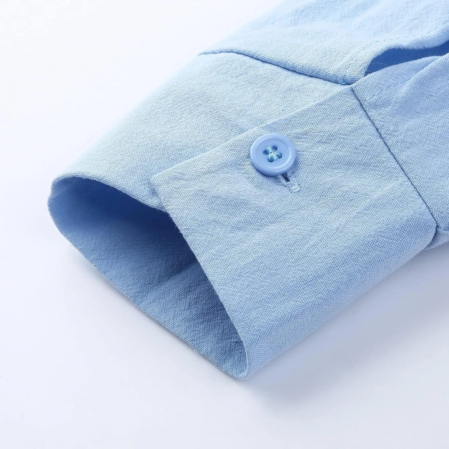 Men's Long Sleeve Button Down Shirts Casual Cotton Linen Shirts Summer Beach Shirt with Pocket