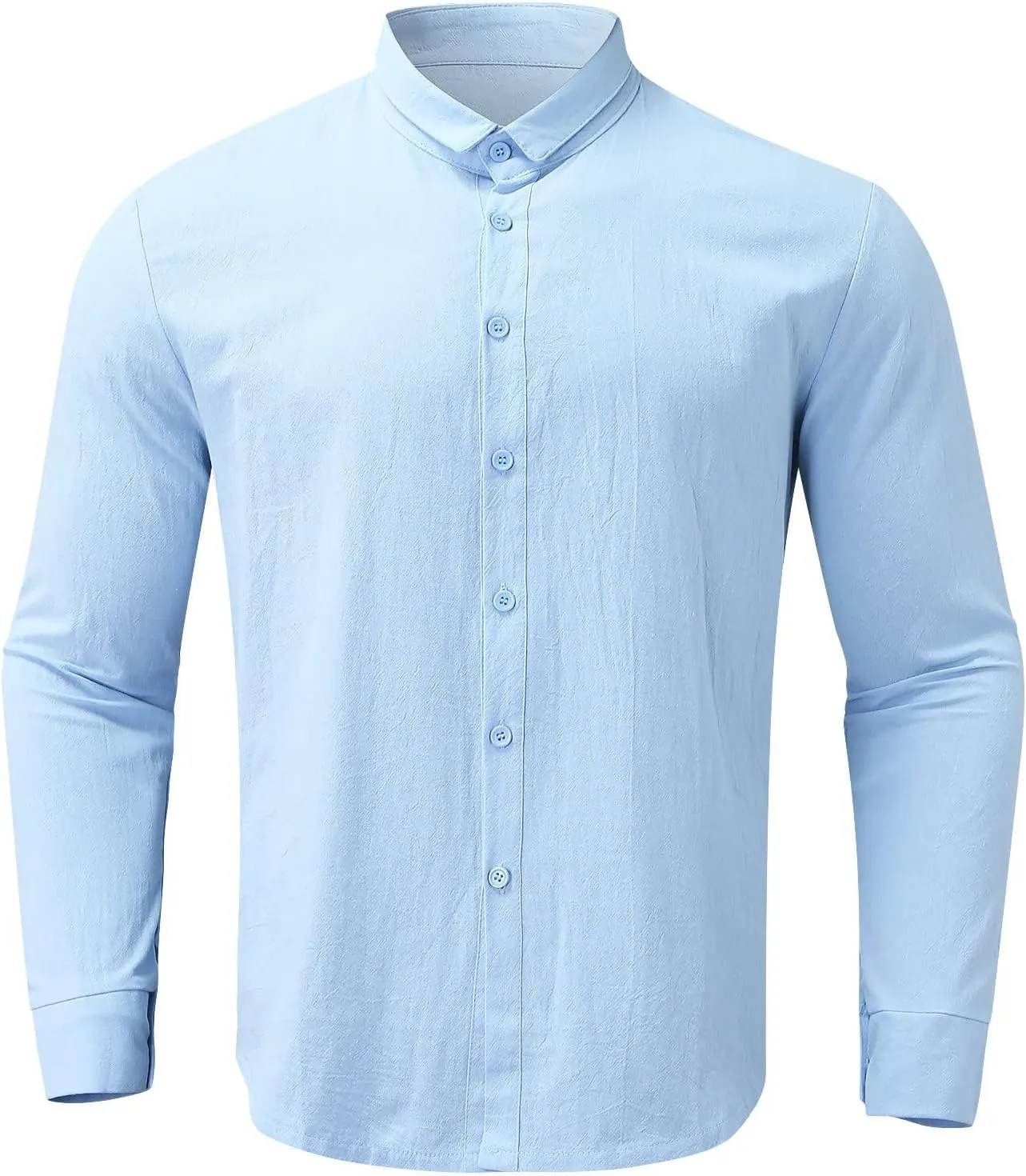 Men's Long Sleeve Button Down Shirts Casual Cotton Linen Shirts Summer Beach Shirt with Pocket