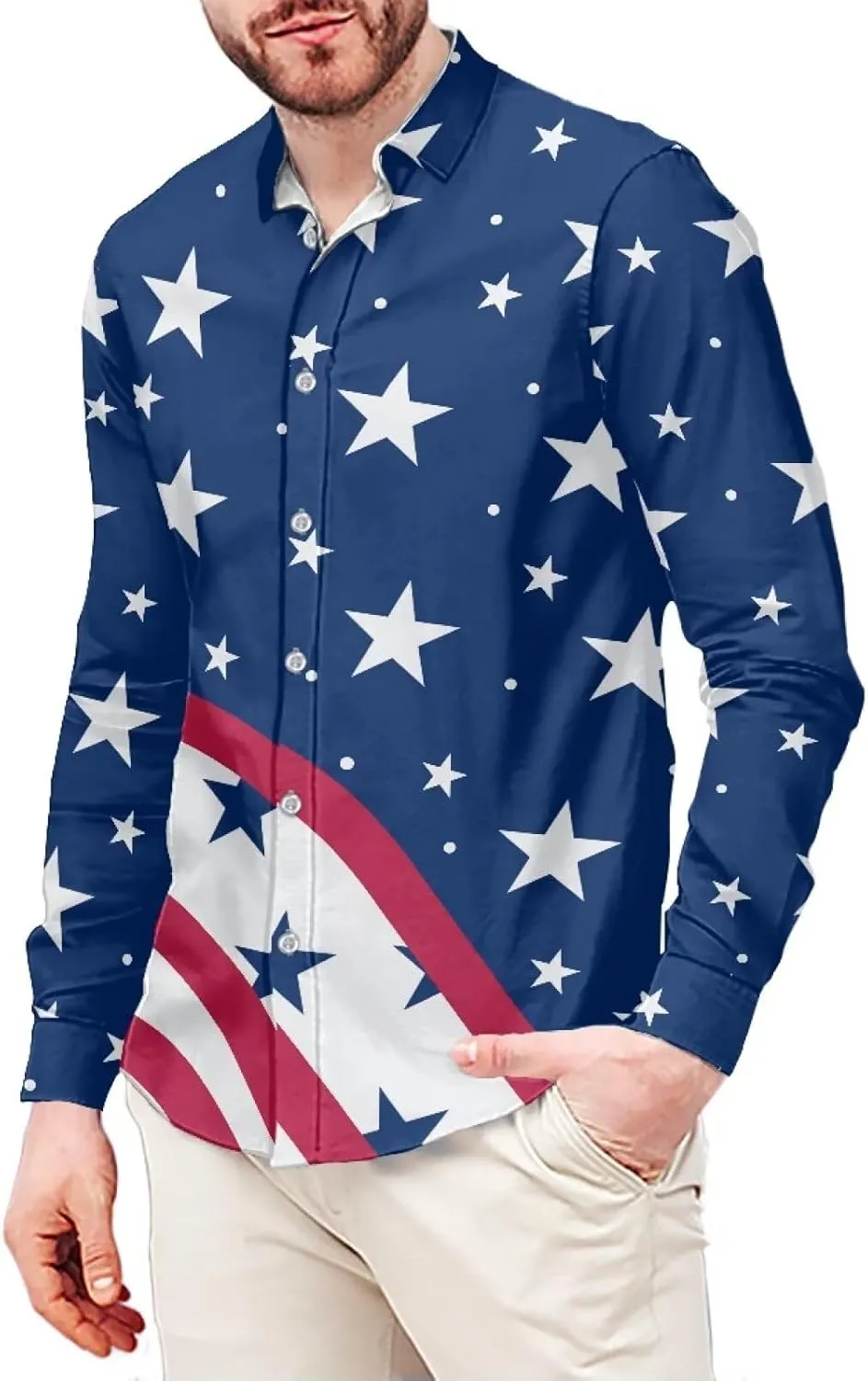 Men's Muscle Fit Dress Shirts Wrinkle-Free Long Sleeve Casual Button Down Shirts