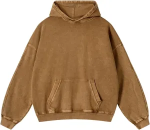 Mens Oversized Hoodies Pullover Women Fall Acid Wash Plain Preppy Hoodie Streetwear Cotton Vintage Hooded Sweatshirt