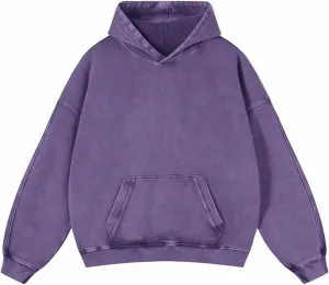 Mens Oversized Hoodies Pullover Women Fall Acid Wash Plain Preppy Hoodie Streetwear Cotton Vintage Hooded Sweatshirt
