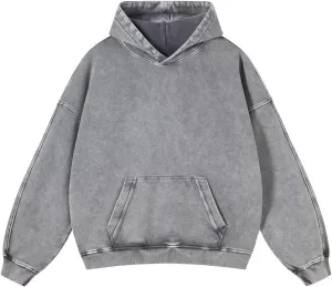 Mens Oversized Hoodies Pullover Women Fall Acid Wash Plain Preppy Hoodie Streetwear Cotton Vintage Hooded Sweatshirt