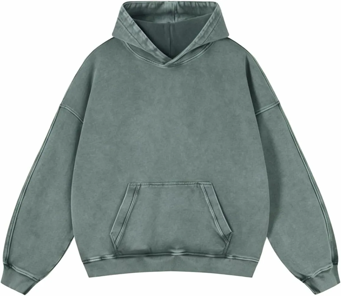 Mens Oversized Hoodies Pullover Women Fall Acid Wash Plain Preppy Hoodie Streetwear Cotton Vintage Hooded Sweatshirt
