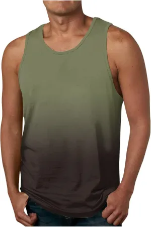 Muscularfit Beach Tank Tops for Men Summer Fashion Sleeveless Gradient Color Muscle Basic T Shirts Casual Loose Pullover Tops