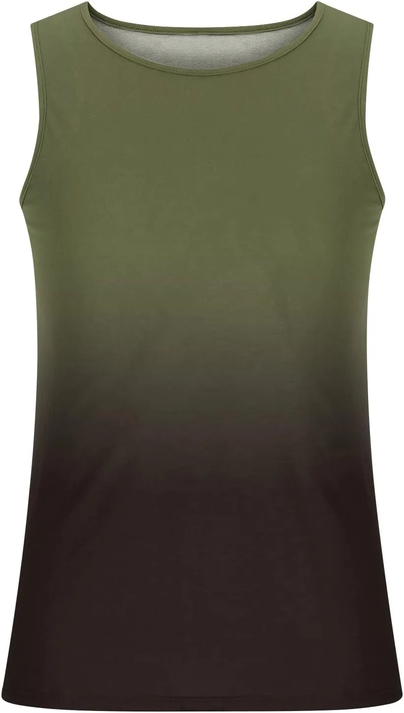 Muscularfit Beach Tank Tops for Men Summer Fashion Sleeveless Gradient Color Muscle Basic T Shirts Casual Loose Pullover Tops