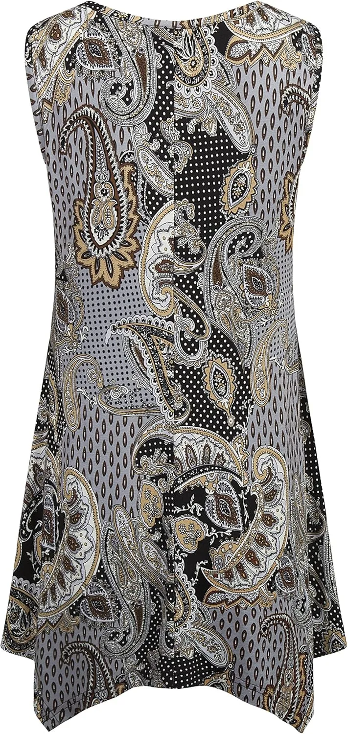 Nandashe Womens Summer Floral Tunic Tank Tops Casual Loose Sleeveless Dressy Blouses