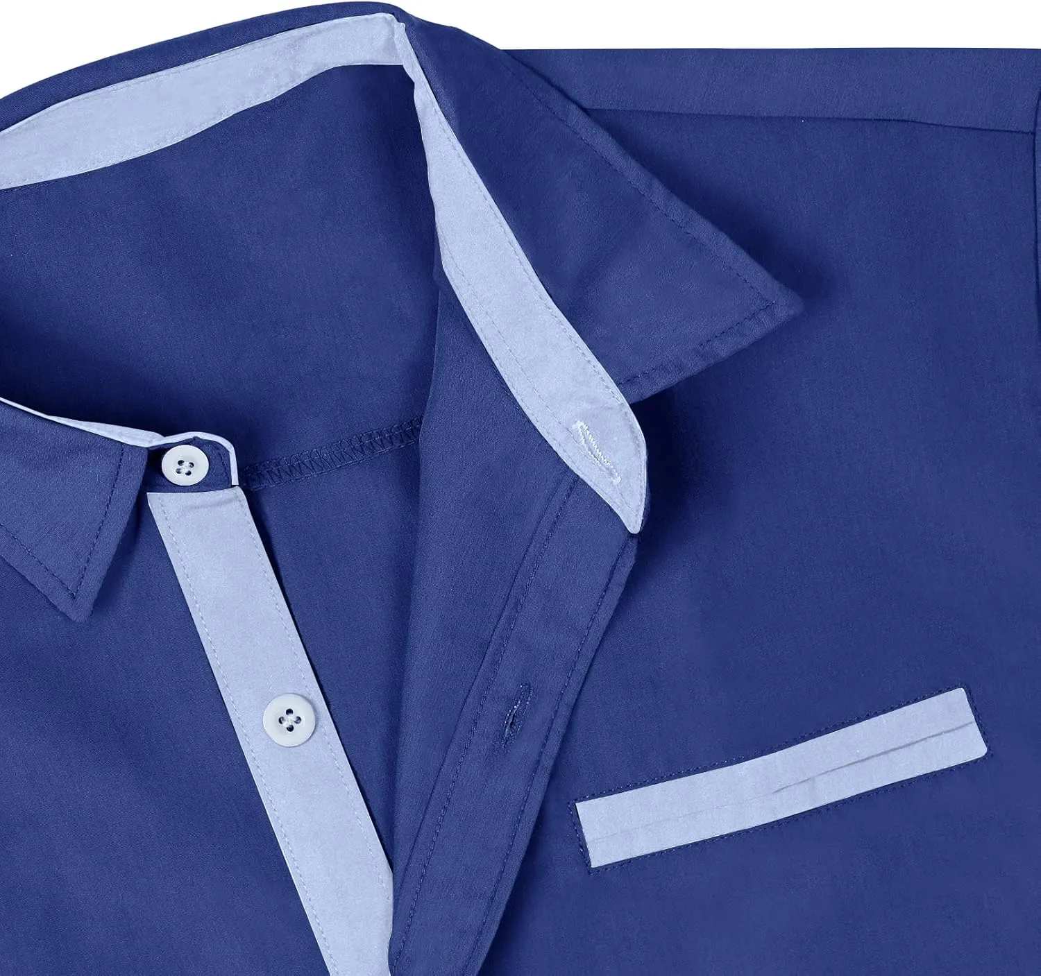 NeedBo Mens Short Sleeve Dress Shirts Slim-Fit Inner Contrast Casual Button Down Shirts