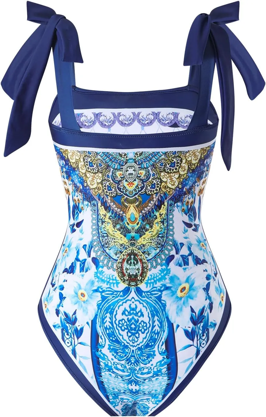 One Piece Bathing Suit for Women with Beach Cover up Wrap Skirt Swimsuit Sarong Retro Floral Print Bikini Set