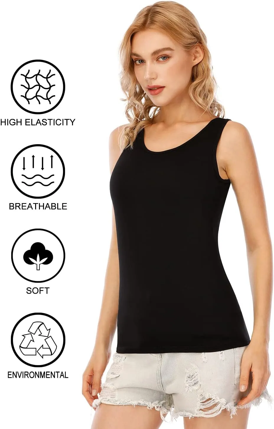 Orrpally Basic Tank Tops for Women Undershirts Tanks Top Lightweight Camis Tank Tops 4-Pack