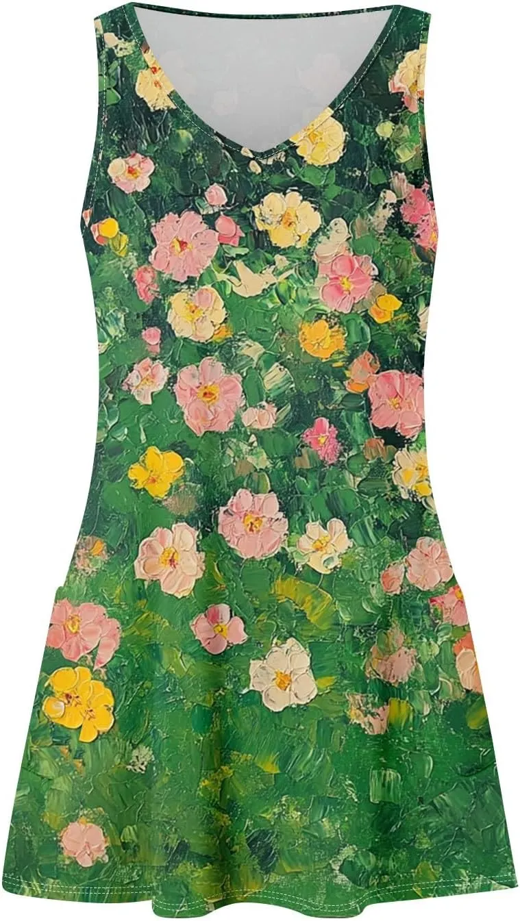 Party Tanks Tunic Sundress for Women Fashion Summers Print Cozy Dress Lady Baggys