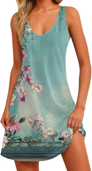 Party Tanks Tunic Sundress for Women Fashion Summers Print Cozy Dress Lady Baggys