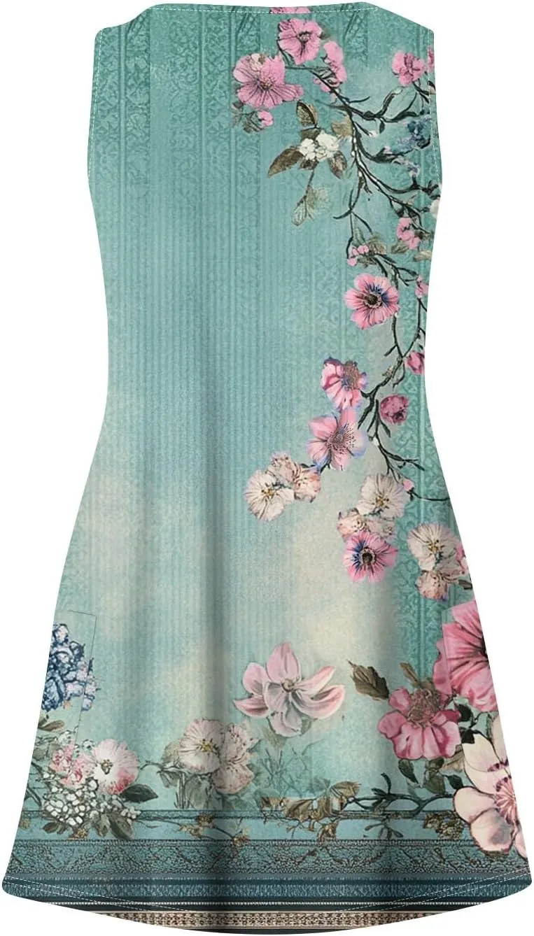 Party Tanks Tunic Sundress for Women Fashion Summers Print Cozy Dress Lady Baggys