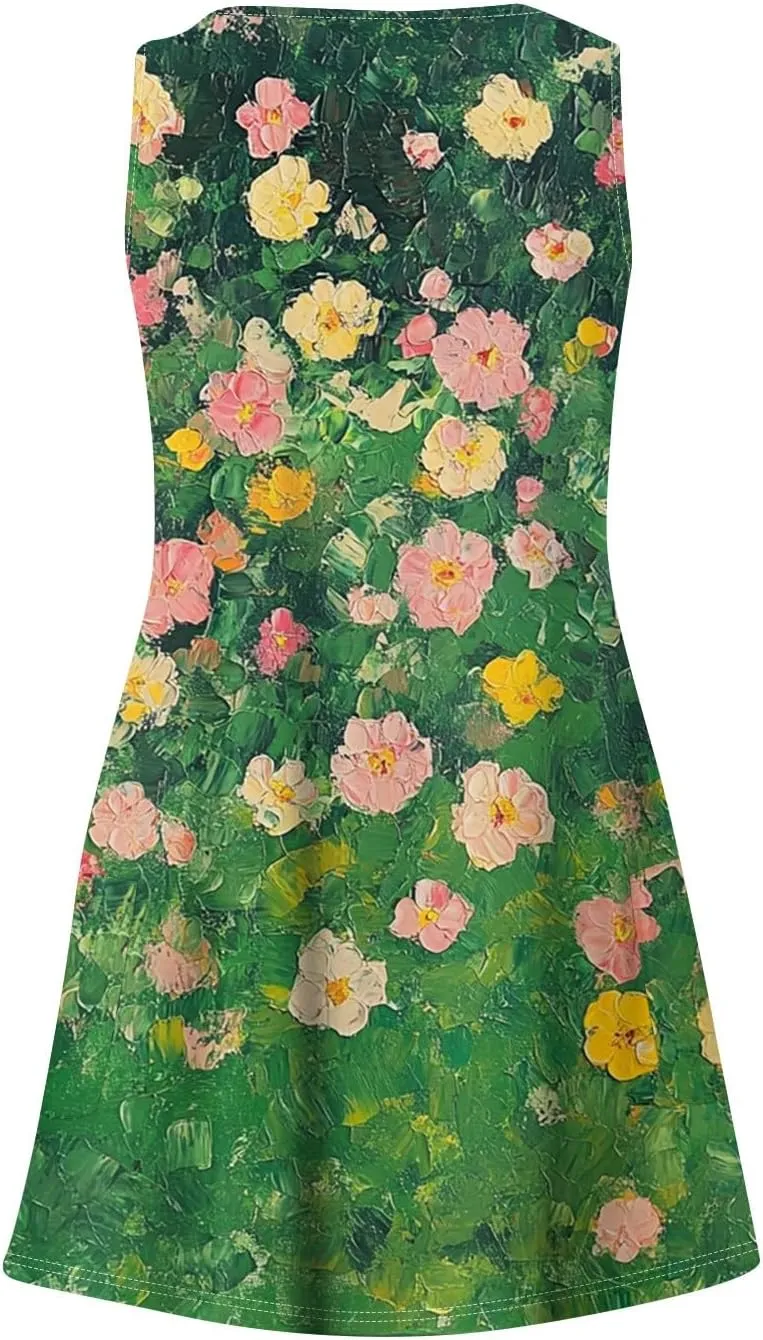 Party Tanks Tunic Sundress for Women Fashion Summers Print Cozy Dress Lady Baggys