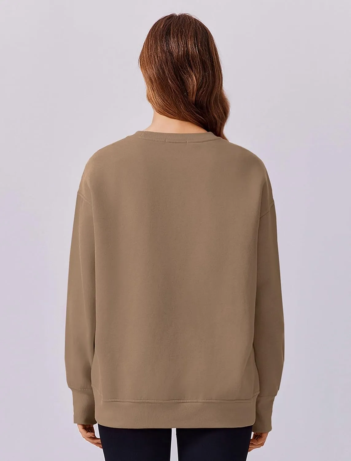 PINSPARK Womens Sweatshirt Crewneck Fleece Pullover Tops Oversized Sweat Shirts with Thumbholes Pockets 2025 Fall Outfits